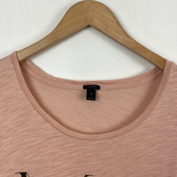 J.Crew S / M Modern Graphic Tee T-Shirt Blush Pink Black & Gold Letters - Picture 4 of 14